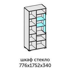 Аллегро-10 Шкаф 2дв. (со стеклом) (дуб крафт золотой-камень темный) в Первоуральске - pervouralsk.mebel24.online | фото 2