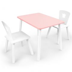 Комплект детской мебели стол и два стула Корона  (Розовый/Белый/Белый) в Первоуральске - pervouralsk.mebel24.online | фото