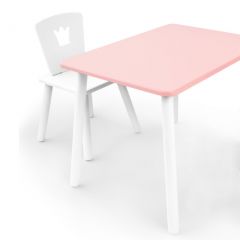 Комплект детской мебели стол и стул Корона (Розовый/Белый/Белый) в Первоуральске - pervouralsk.mebel24.online | фото