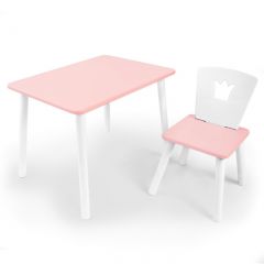 Комплект детской мебели стол и стул Корона (Розовый/Розовый/Белый) в Первоуральске - pervouralsk.mebel24.online | фото