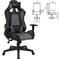 Кресло компьютерное BRABIX "GT Racer GM-100" (черное/серое) 531926 в Первоуральске - pervouralsk.mebel24.online | фото 2
