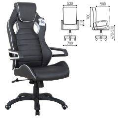 Кресло компьютерное BRABIX Techno Pro GM-003 (экокожа черное/серое, вставки серые) 531814 в Первоуральске - pervouralsk.mebel24.online | фото