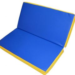 Мат гимнастический 1х1х0,08м складной цв. синий-желтый в Первоуральске - pervouralsk.mebel24.online | фото 1