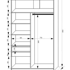 Шкаф-купе 1400 серии SOFT D1+D3+B2+PL1 (2 ящика+1штанга) профиль «Графит» в Первоуральске - pervouralsk.mebel24.online | фото 3