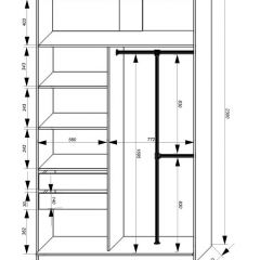 Шкаф-купе 1400 серии SOFT D8+D2+B2+PL4 (2 ящика+F обр.штанга) профиль «Графит» в Первоуральске - pervouralsk.mebel24.online | фото 3