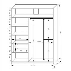 Шкаф-купе 1500 серии NEW CLASSIC K4+K4+B2+PL4 (2 ящика+F обр. штанга) профиль «Капучино» в Первоуральске - pervouralsk.mebel24.online | фото 3