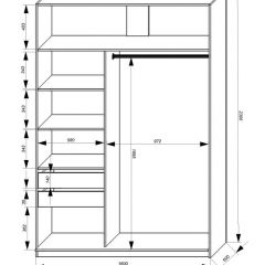 Шкаф-купе 1600 серии SOFT D1+D3+B2+PL1 (2 ящика+1штанга) профиль «Графит» в Первоуральске - pervouralsk.mebel24.online | фото 4