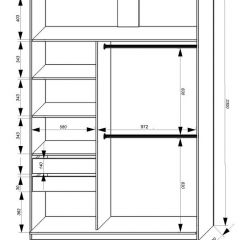 Шкаф-купе 1600 серии SOFT D8+D2+B2+PL4 (2 ящика+F обр.штанга) профиль «Графит» в Первоуральске - pervouralsk.mebel24.online | фото 2