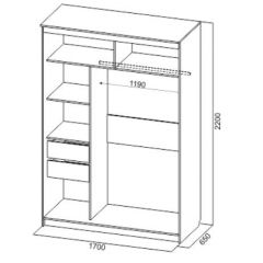 Шкаф-купе №19 Серия 3 Инфинити с зеркалами (1700) Ясень Анкор светлый в Первоуральске - pervouralsk.mebel24.online | фото 6