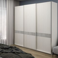 Шкаф-купе 1950 серии SILVER S5+S5+S5 B22+PL4 (по 2 ящика лев/прав+F обр.штанга) профиль «Серебро» в Первоуральске - pervouralsk.mebel24.online | фото