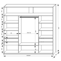 Шкаф-купе 2100 серии SOFT D2+D7+D3+B22+PL2 (по 2 ящика лев/прав+1штанга+1полка) профиль «Графит» в Первоуральске - pervouralsk.mebel24.online | фото 3