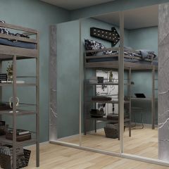 Шкаф-купе 2250 серии SILVER S3+S1+S3Z B22+PL2 (по 2 ящика лев/прав+1штанга+1 полка) профиль «Серебро» в Первоуральске - pervouralsk.mebel24.online | фото