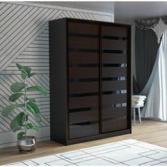 Шкаф-купе ПШ-2.9 1500 Фасад ВСТАВКА МДФ | СТЕКЛО (Венге/Стекло черное) в Первоуральске - pervouralsk.mebel24.online | фото