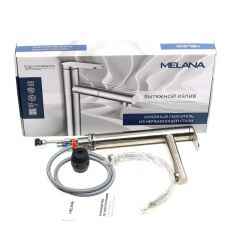 Смеситель д/кухни MELANA-F610303 Stello нерж.сталь, однорычажный, сатин, вытяжной излив в Первоуральске - pervouralsk.mebel24.online | фото 2