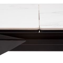 Стол CREMONA 140 HIGH GLOSS STATUARIO Белый мрамор глянцевый, керамика/ черный каркас, ®DISAUR в Первоуральске - pervouralsk.mebel24.online | фото 6