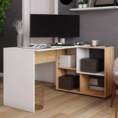 Стол компьютерный угловой СКМУ-4 Белый/Дуб крафт золотой в Первоуральске - pervouralsk.mebel24.online | фото