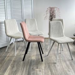 Стул ELVIS WZ2042-01 молочный фактурный велюр / белый каркас М-City в Первоуральске - pervouralsk.mebel24.online | фото 2