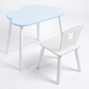 Комплект детский стол ОБЛАЧКО и стул КОРОНА ROLTI Baby (голубая  столешница/белое сиденье/белые ножки) в Первоуральске - pervouralsk.mebel24.online | фото