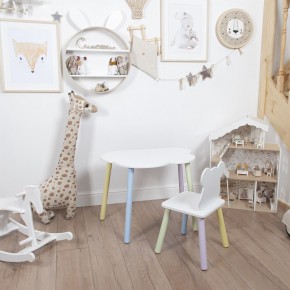 Комплект детский стол ОБЛАЧКО и стул МИШКА ROLTI Baby (белая столешница/белое сиденье/цветные ножки) в Первоуральске - pervouralsk.mebel24.online | фото