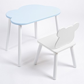 Комплект детский стол ОБЛАЧКО и стул МИШКА ROLTI Baby (голубая столешница/белое сиденье/белые ножки) в Первоуральске - pervouralsk.mebel24.online | фото