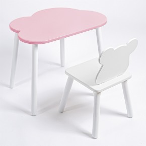 Комплект детский стол ОБЛАЧКО и стул МИШКА ROLTI Baby (розовая столешница/белое сиденье/белые ножки) в Первоуральске - pervouralsk.mebel24.online | фото 1