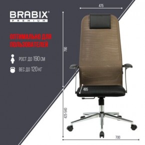 Кресло BRABIX PREMIUM "Ultimate EX-801" хром, плотная двойная сетка Х2, черное/коричневое, 532920 в Первоуральске - pervouralsk.mebel24.online | фото 6