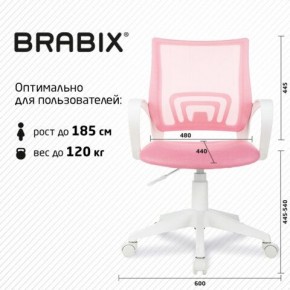 Кресло BRABIX "Fly MG-396W", с подлокотниками, пластик белый, сетка, розовое, 533008 в Первоуральске - pervouralsk.mebel24.online | фото 5