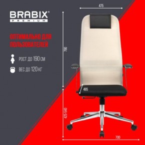 Кресло офисное BRABIX PREMIUM "Ultimate EX-801" хром, плотная двойная сетка Х2, черное/бежевое, 532919 в Первоуральске - pervouralsk.mebel24.online | фото 6