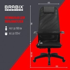 Кресло офисное BRABIX PREMIUM "Ultimate EX-801" пластик, плотная двойная сетка Х2, черное, 532922 в Первоуральске - pervouralsk.mebel24.online | фото 5