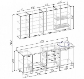 Кухонный гарнитур Антрацит 2200 (Стол. 26мм) в Первоуральске - pervouralsk.mebel24.online | фото 3