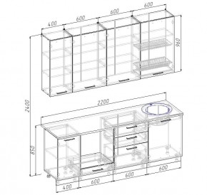 Кухонный гарнитур Графика 2200 (Стол. 26мм) в Первоуральске - pervouralsk.mebel24.online | фото 2