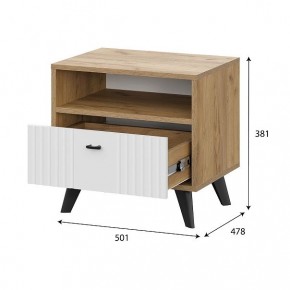 МИЛАН Тумба прикроватная (Дуб Золотой/Белый Матовый) в Первоуральске - pervouralsk.mebel24.online | фото 3