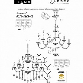 Подвесная люстра iLamp Diamond 6071-18 CR+CL в Первоуральске - pervouralsk.mebel24.online | фото 2