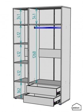 Шкаф Linnea MHR-3PO-2 2050х1200х510 (Белый-М 11.1.2) в Первоуральске - pervouralsk.mebel24.online | фото 3