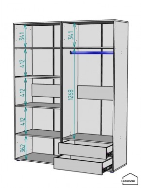 Шкаф Linnea MHR-4PO-2 2050х1600х510 (Белый-М 11.1.2) в Первоуральске - pervouralsk.mebel24.online | фото 3