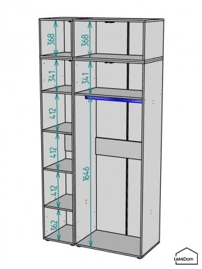 Шкаф с антресолью Linnea MHR-3A-1 2450х1200х510 (Графит-М 11.1.25) в Первоуральске - pervouralsk.mebel24.online | фото 3