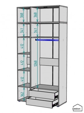 Шкаф с антресолью Linnea MHR-3A-2 2450х1200х510 (Графит-М 11.1.25) в Первоуральске - pervouralsk.mebel24.online | фото 3