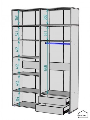 Шкаф с антресолью Linnea MHR-4A-2 2450х1600х510 (ДВ-М 11.1.25) в Первоуральске - pervouralsk.mebel24.online | фото 3