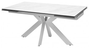 Стол BELLUNO 160 MARBLES KL-99 Белый мрамор матовый, итальянская керамика/ белый каркас, ®DISAUR в Первоуральске - pervouralsk.mebel24.online | фото 1
