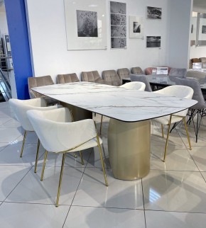 Стол BRONTE 220 KL-188 Контрастный мрамор матовый, итальянская керамика/ Шампань, ®DISAUR в Первоуральске - pervouralsk.mebel24.online | фото 3
