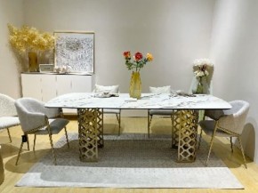 Стол CHIAVARI 220 KL-188 Контрастный мрамор матовый, итальянская керамика / Шампань, ®DISAUR в Первоуральске - pervouralsk.mebel24.online | фото 2