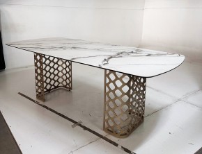 Стол CHIAVARI 220 KL-188 Контрастный мрамор матовый, итальянская керамика / Шампань, ®DISAUR в Первоуральске - pervouralsk.mebel24.online | фото 6