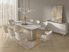 Стол CHIAVARI 220 KL-188 Контрастный мрамор матовый, итальянская керамика / Шампань, ®DISAUR в Первоуральске - pervouralsk.mebel24.online | фото 9