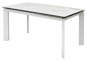Стол CREMONA 140 HIGH GLOSS STATUARIO Белый мрамор глянцевый, керамика/ белый каркас, ®DISAUR в Первоуральске - pervouralsk.mebel24.online | фото 1