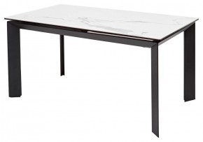 Стол CREMONA 140 HIGH GLOSS STATUARIO Белый мрамор глянцевый, керамика/ черный каркас, ®DISAUR в Первоуральске - pervouralsk.mebel24.online | фото 1