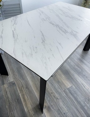 Стол CREMONA 180 KL-99 Белый мрамор матовый, итальянская керамика / черный каркас, ®DISAUR в Первоуральске - pervouralsk.mebel24.online | фото 2