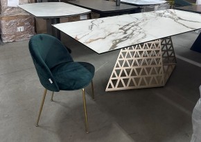 Стол ENNA 220 KL-188 Контрастный мрамор матовый, итальянская керамика/ каркас цвета шампань, ®DISAUR в Первоуральске - pervouralsk.mebel24.online | фото 8