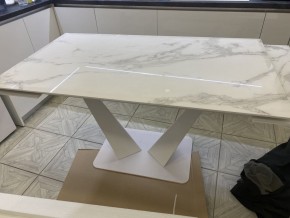 Стол Ниагара 140 БЕЛЫЙ МРАМОР, стекло / БЕЛЫЙ, М-City в Первоуральске - pervouralsk.mebel24.online | фото 4