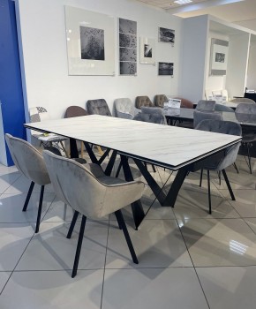 Стол RIETI 200 KL-99 Белый мрамор матовый, итальянская керамика / черный каркас, ®DISAUR в Первоуральске - pervouralsk.mebel24.online | фото 3