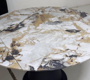 Стол TERAMO 135 GLOSS GRAND JADE SOLID CERAMIC, керамика, поворотн.механизм / Черный каркас, ®DISAUR в Первоуральске - pervouralsk.mebel24.online | фото 4